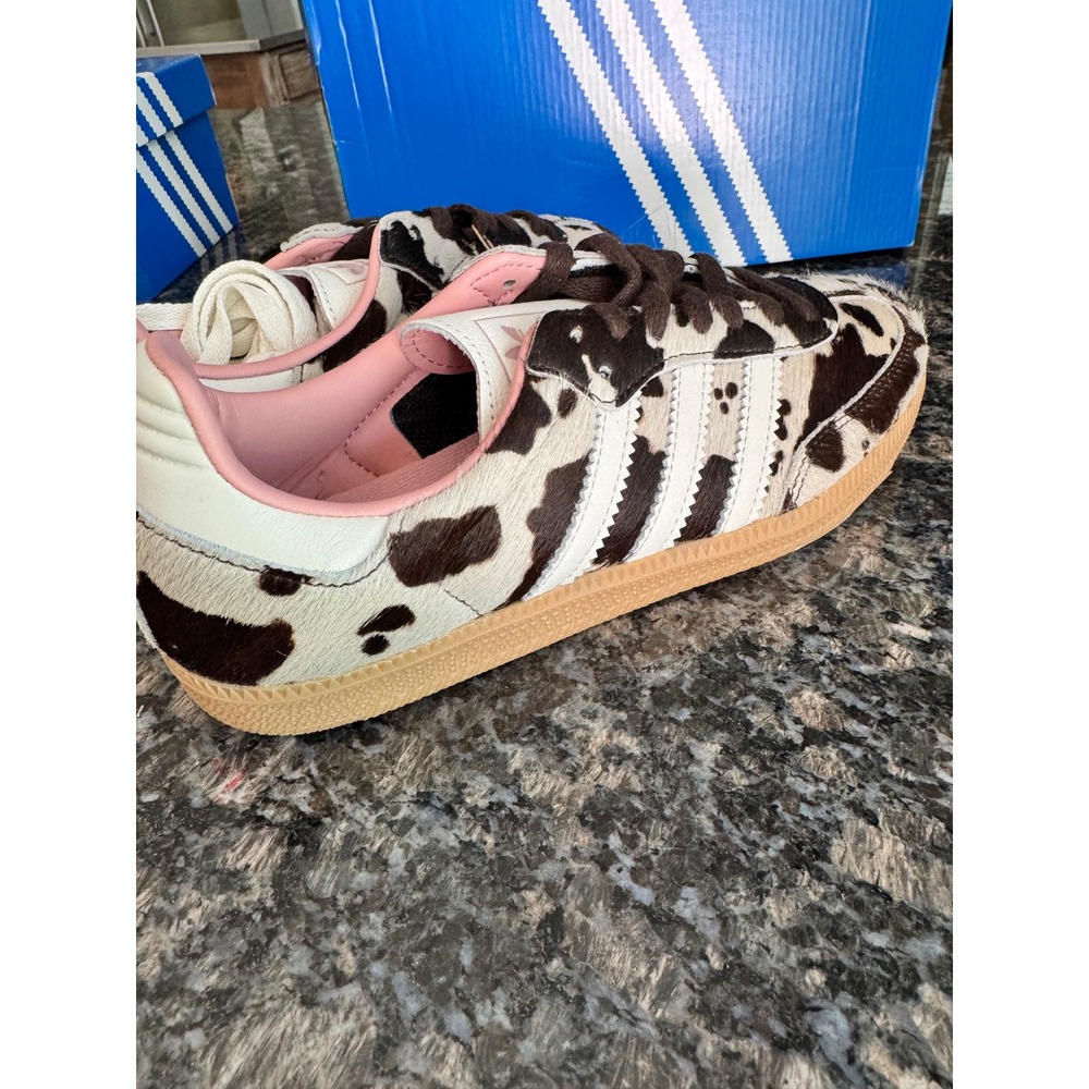 Adidas Samba OG W Cow Print Pony Hair Sneakers JR1256 Brown White Gum 7 Womens - Picture 5 of 6